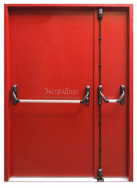 Противопожарная дверь EI 60 дымогазонепроницаемая красная с антипаникой в Дубне  купить