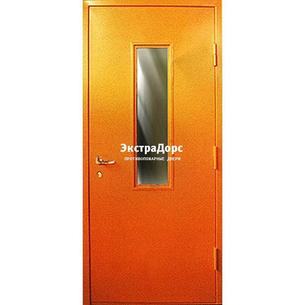 Противопожарная дверь анти-дым оранжевая со стеклом в Дубне  купить