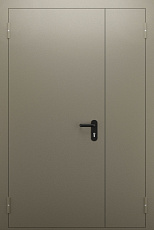 Противопожарная дверь в коридор полуторная серого цвета