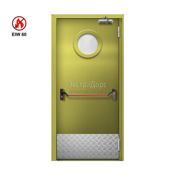 Противопожарная дверь EIW 60 ДОП-01-EIW-60 ДП54 однопольная остекленная стальная с антипаникой в Дубне  купить