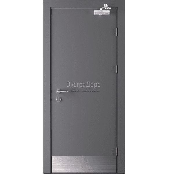 Противопожарная дверь металлическая черная с выпадающим порогом в Дубне  купить